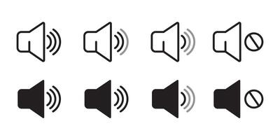 Sound volume icons set. Sound icon, volume symbol, speaker sign, an icon that increases and reduces the sound icon. sound symbol. vector