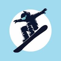 Dynamic Snowboarder in Mid-Air Jump vector