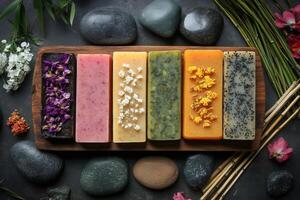 Assorted handmade soaps with natural ingredients photo