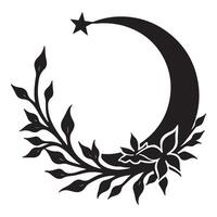 Crescent Moon Floral Design vector