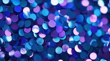 Vibrant and captivating shimmering blue and purple sequins create a dazzling abstract pattern for festive decor or creative projects photo
