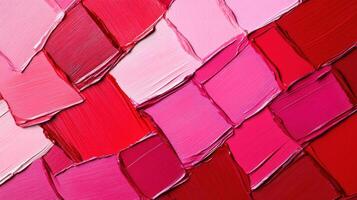 Artistic composition of bold red and pink lipstick smudges showcasing abstract beauty and striking textures in a vibrant display photo