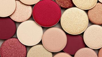 High-end red and gold eyeshadow palette showcasing luxurious textures and shimmers for sophisticated beauty looks photo