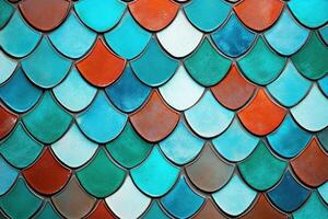 Intricate teal and red mosaic tile pattern with glowing textures showcasing ornate symmetry and artistic design in a decorative composition photo