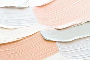 Close-up view of elegant paintbrush strokes showcasing muted pink, taupe, and gray tones with soft texture and harmonious artistic composition photo
