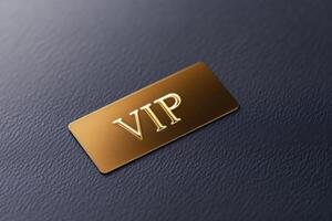 Luxurious gold VIP card against a textured black background showcasing elegance and sophistication in design photo