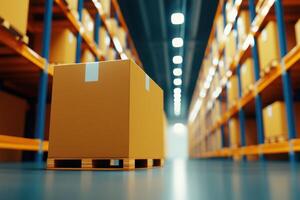 Organized storage system with secure packaging for fragile and high-value goods in a modern warehouse facility photo