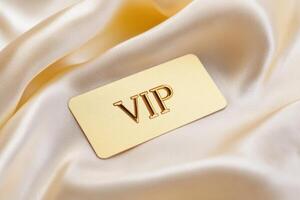 Luxury VIP access card resting gracefully on soft silk fabric, symbolizing elite club membership and exclusivity photo