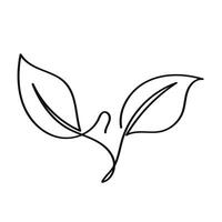 Leaves hand drawn line art one continuous. vector