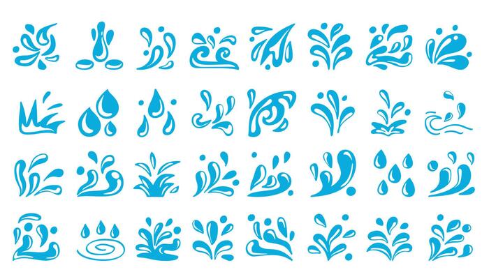 Blue Water Splash Element Collection . Illustration