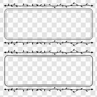 Rectangle horizontal doodle branch frame with round leave set. illustration vector