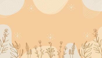 Botanical Banner Background in Brown Tones Hand Drawn Floral Design vector
