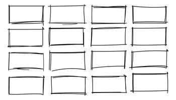 Hand Drawn Doodle Rectangle Frames Set vector