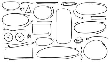 Hand drawn marker pen strokes doodle design elements on white background vector