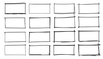 Grunge Doodle Rectangle Frames Glyph Style vector