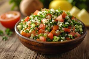 Fresh Tabbouleh Salad with Tomatoes and Herbs photo