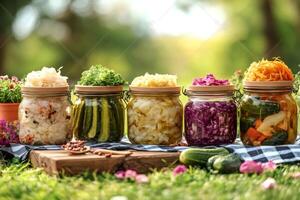 Preserving summer vegetables in glass jars for winter photo