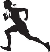 Silhouette of a Runner with Dynamic Motion Lines Design Silhouette Art Illustration on a White Background vector