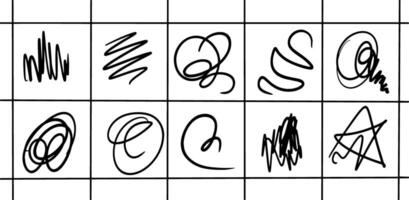 Abstract Scribble Doodle Illustration Set - Hand-Drawn Ink Line Art vector