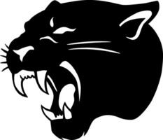 Roaring Panther Head Silhouette with Fierce Expression vector
