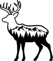 Elk Silhouette with Mountain Background vector