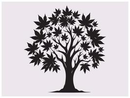 Beautiful Maple Tree Silhouette for Forest and Woodland Graphics vector