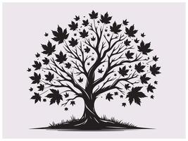 Fall Maple Tree Silhouette for Illustration, Print, and Web Design vector