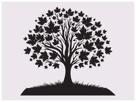 Elegant Maple Tree Silhouette for Seasonal Decor and Illustrations vector