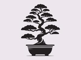 High-Quality Black Bonsai Tree Silhouette for Art and Design Inspiration vector