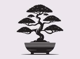 Japanese Bonsai Tree Silhouette in Black Color for Artistic and Decorative Ideas vector