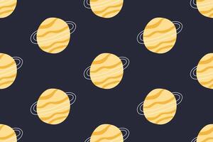 Planets pattern. Seamless pattern with Yellow Galaxy planet. Hand drawn illustration vector