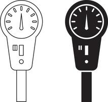 outline silhouette Parking meter icon set vector