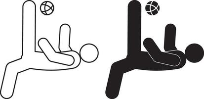 outline silhouette sepak takraw player icon set vector