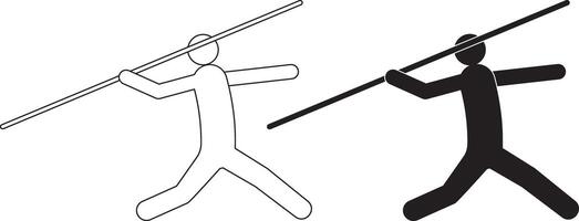 outline silhouette javelin thrower icon set vector