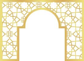 Circle with Rectangle Gold Gradient with Islamic Pattern Oriental Style Islamic Frame Arches with Modern Boho Mosque Dome for Header vector