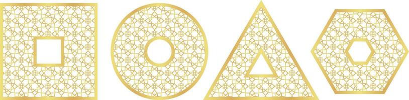 Gold Gradient with Islamic Pattern Collection of Basic Shapes Square Circle Triangle Hexagon vector