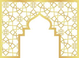 Dome with Double Rectangle Gold Gradient with Islamic Pattern Oriental Style Islamic Frame Arches with Modern Boho Mosque Dome for Header vector