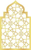 Dome with Double Rectangle Gold Gradient with Islamic Pattern Oriental Style Islamic Frame Arches with Modern Boho Mosque Dome for Door vector