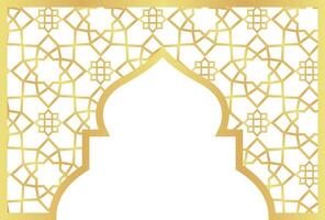 Dome with Rectangle Circle Gold Gradient with Islamic Pattern Oriental Style Islamic Frame Arches with Modern Boho Mosque Dome for Header vector