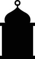 Dome with Rectangle Black Silhouette Islamic Lantern Element for Ramadan Arabic Hanging Oil Lamp Lights vector