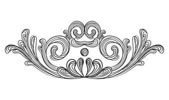 Engraving floral decorative design element. Vintage baroque scroll ornament. Antique style swirl retro pattern. Filigree calligraphy hand drawing illustration. For decoration, print and design vector