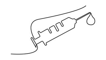 syringe continuous one line drawing vector