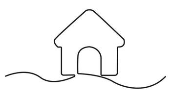 simple Continuous thin line home illustration, minimalist house icon. vector