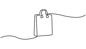 Continuous one line drawing of shopping bag. One line drawing illustration of paper bag. vector