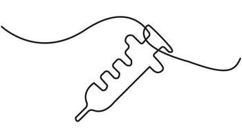 syringe continuous one line drawing medical concept vector