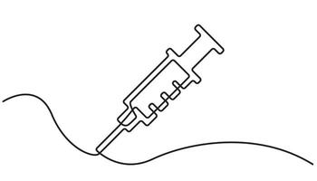 syringe continuous one line drawing simple vector