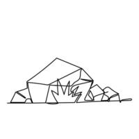 a drawing of a rock with a piece of grass vector