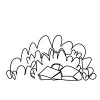 a line drawing of a pile of rocks and grass vector