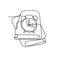 continuous line drawing of a clock and a book vector