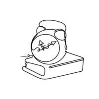 continuous line drawing of clock on books vector
